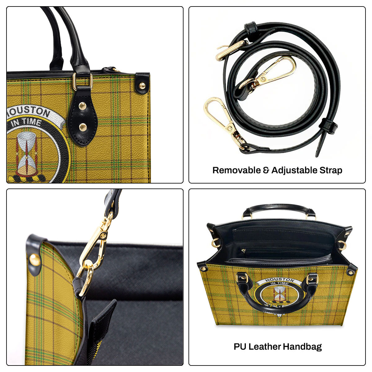 Houston Tartan Crest Leather Handbag