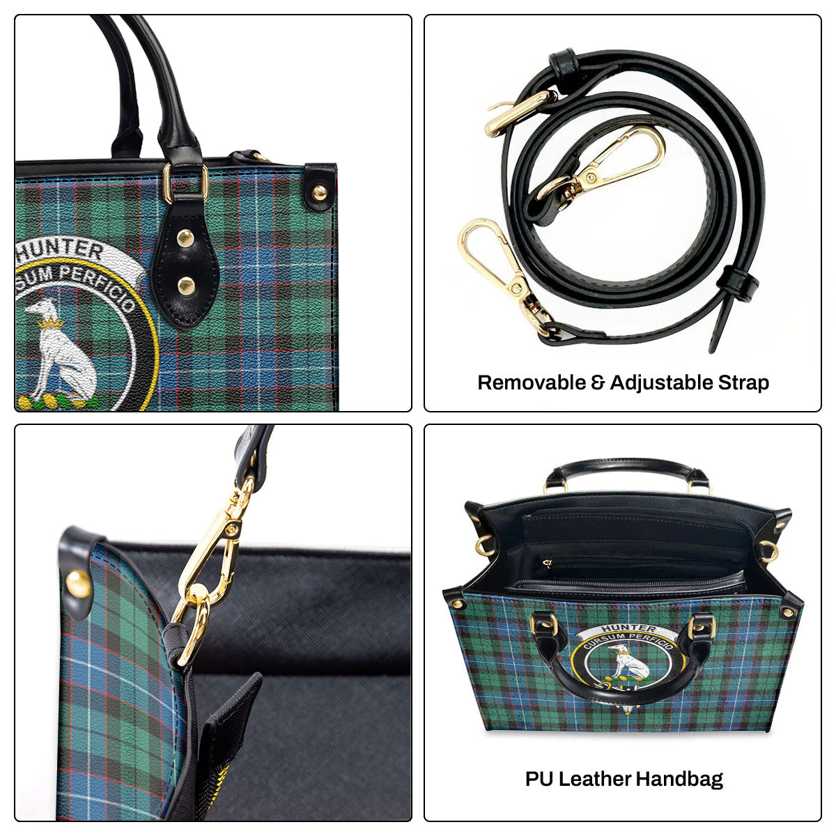 Hunter Ancient Tartan Crest Leather Handbag