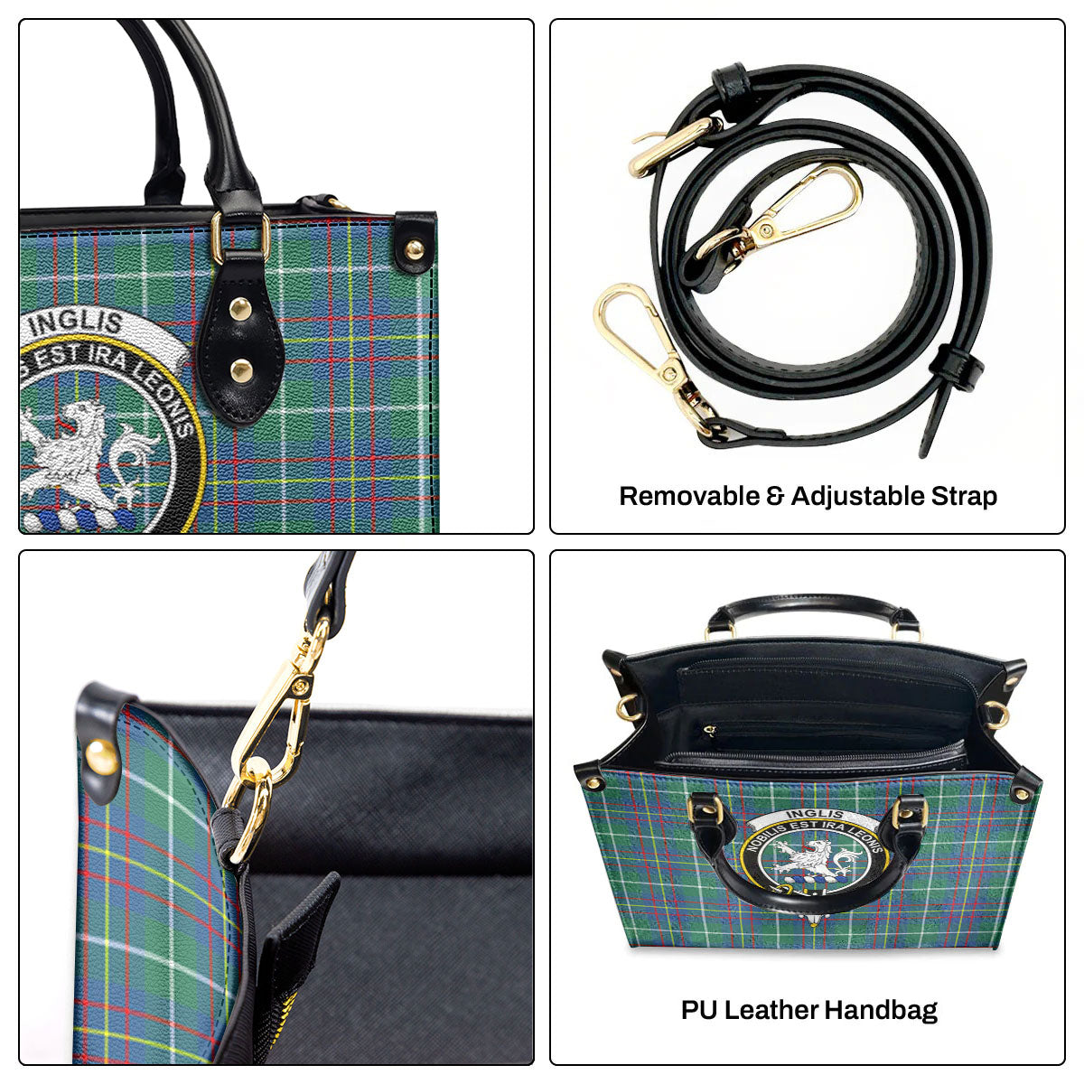 Inglis Ancient Tartan Crest Leather Handbag