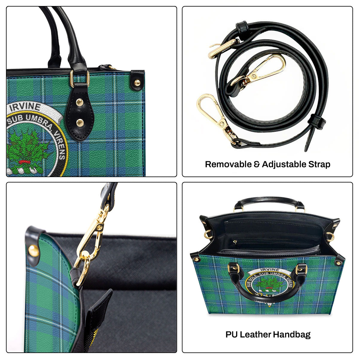 Irvine Ancient Tartan Crest Leather Handbag