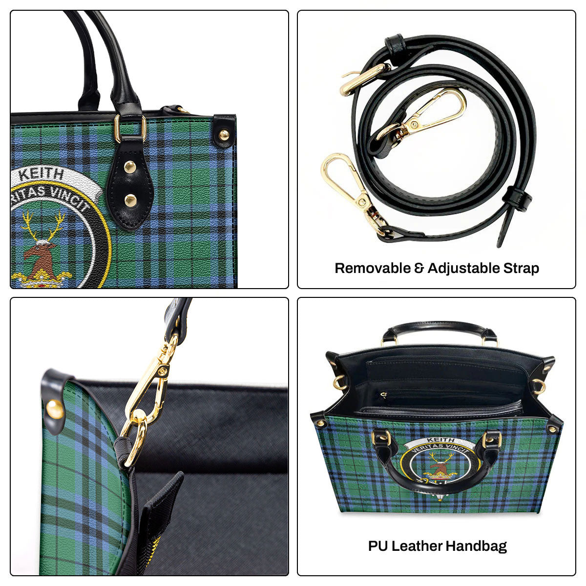 Keith Ancient Tartan Crest Leather Handbag