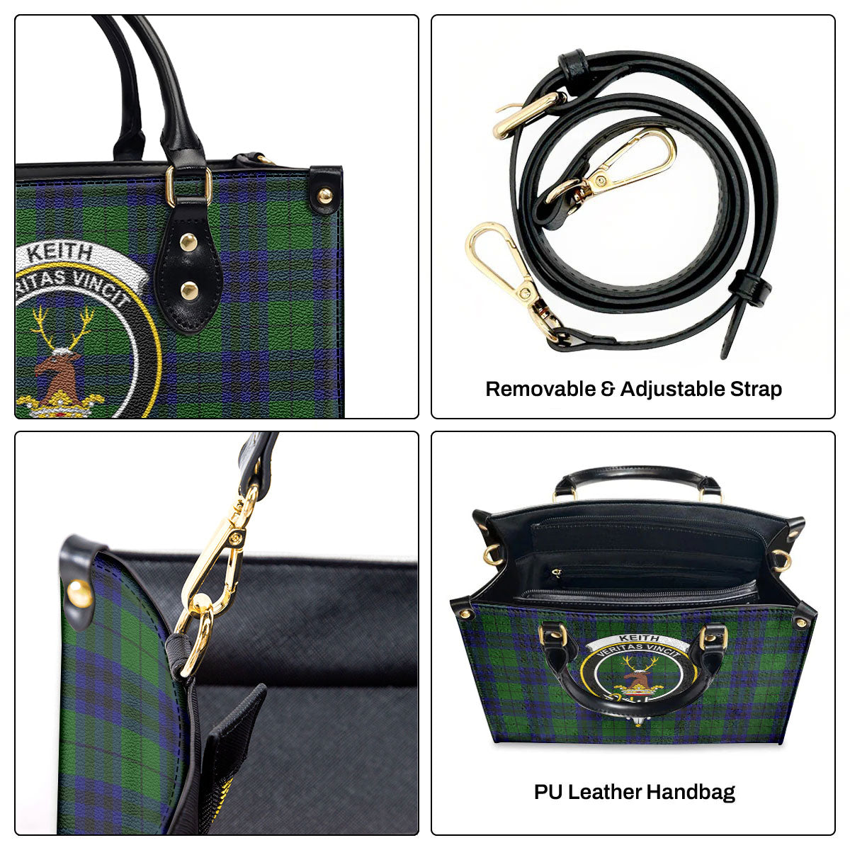 Keith Modern Tartan Crest Leather Handbag