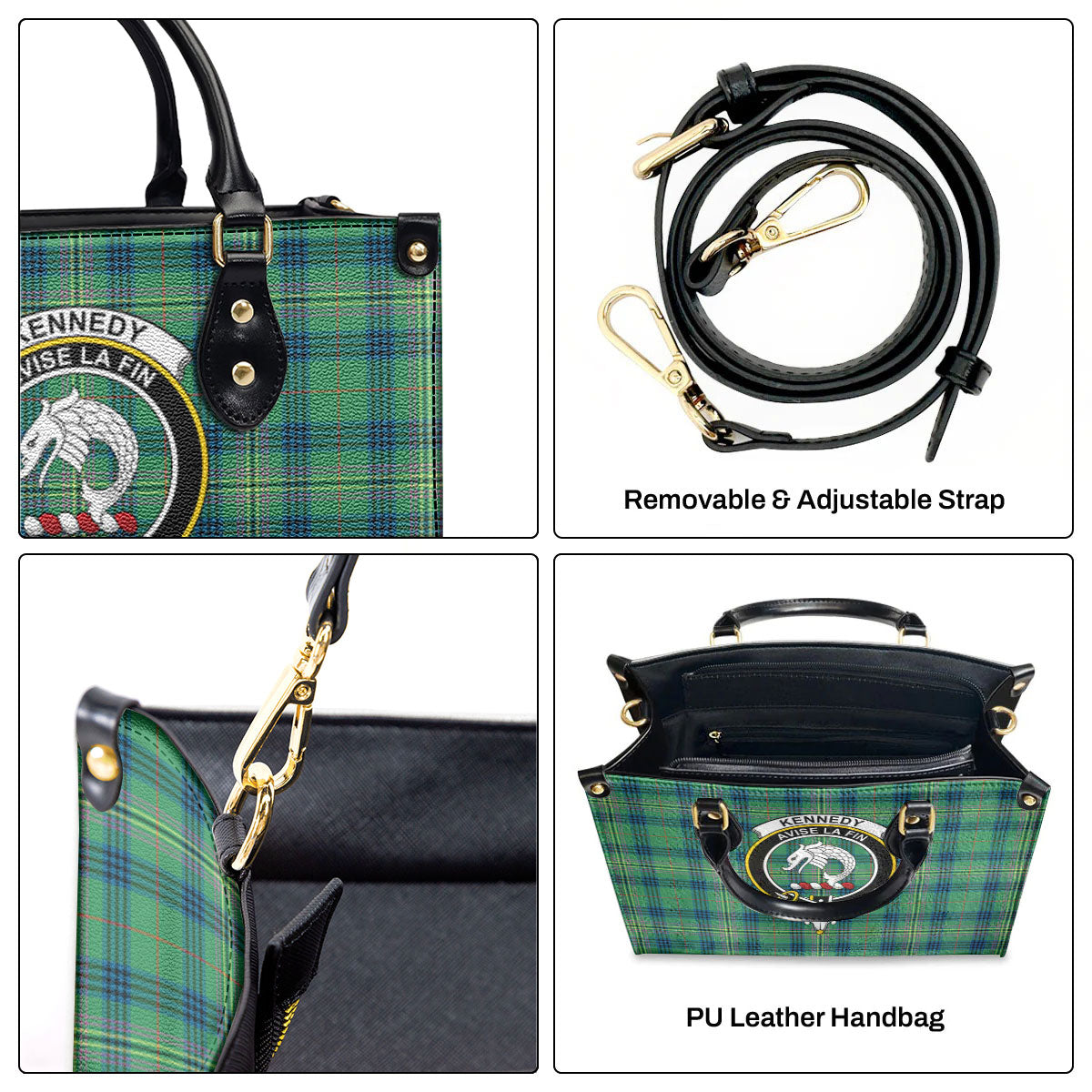 Kennedy Ancient Tartan Crest Leather Handbag