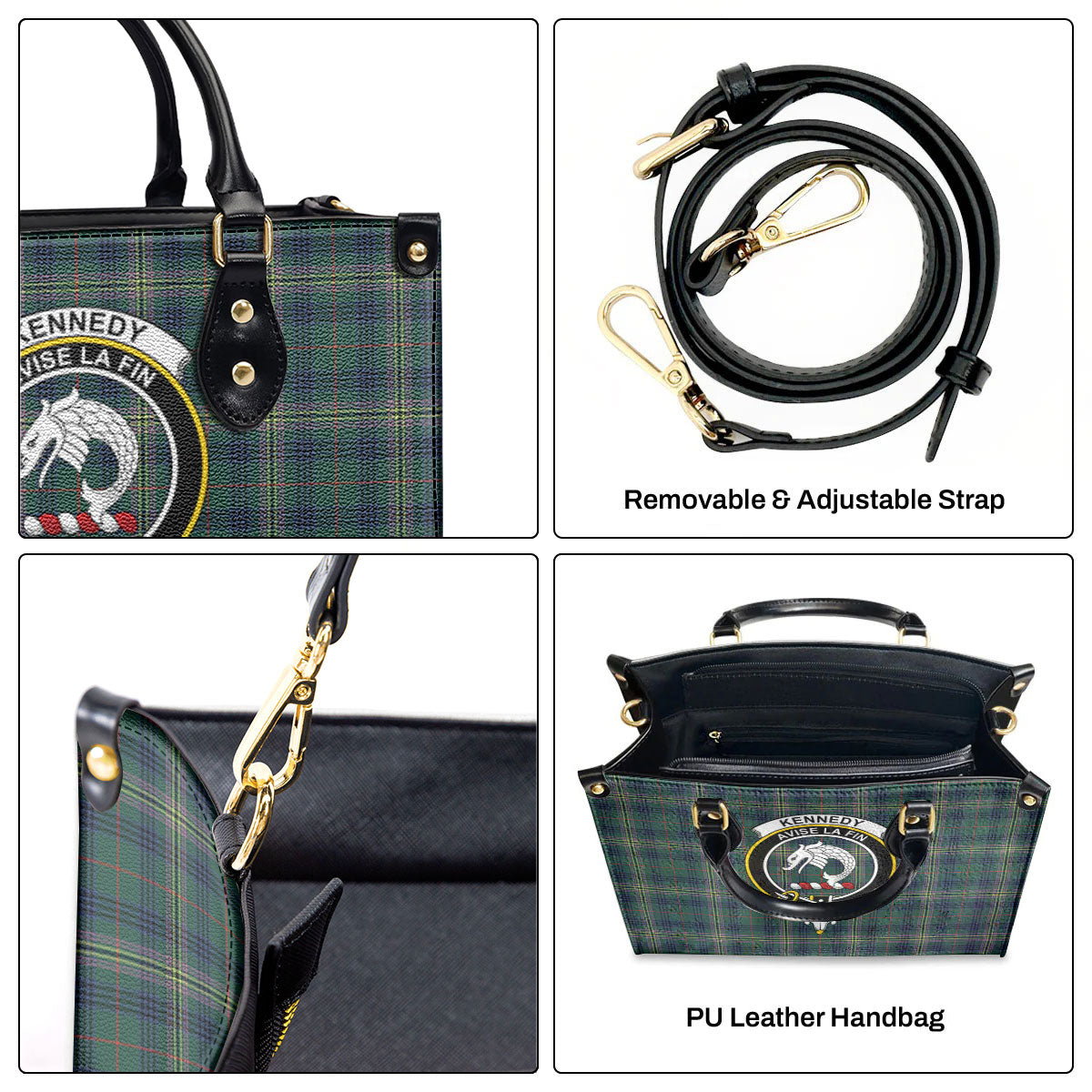 Kennedy Modern Tartan Crest Leather Handbag