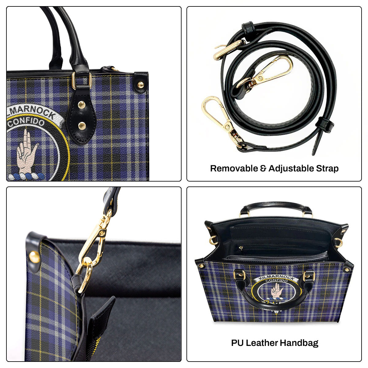 Kilmarnock Tartan Crest Leather Handbag