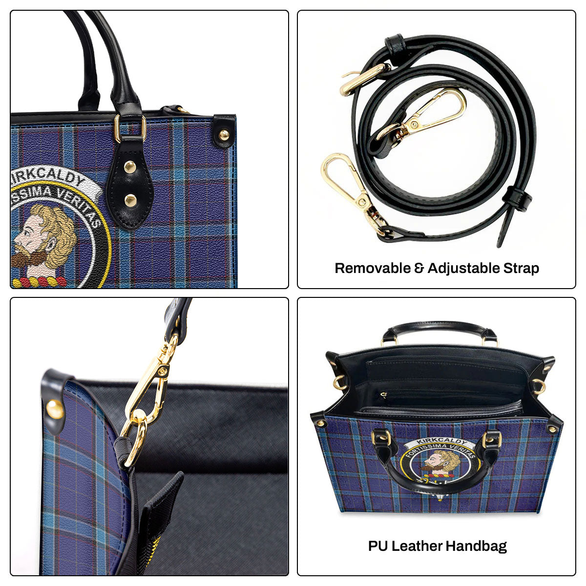 Kirkcaldy Tartan Crest Leather Handbag