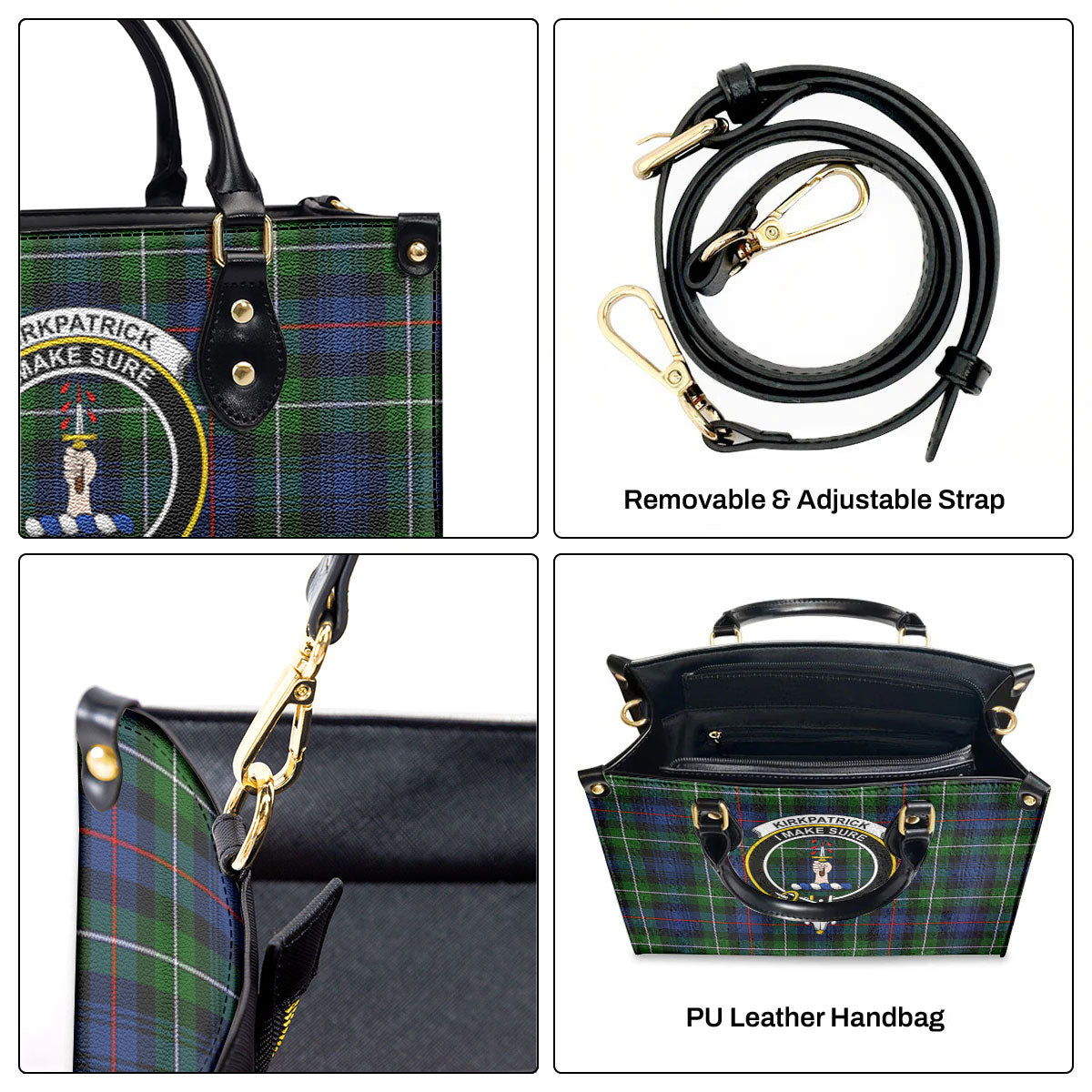 Kirkpatrick Tartan Crest Leather Handbag