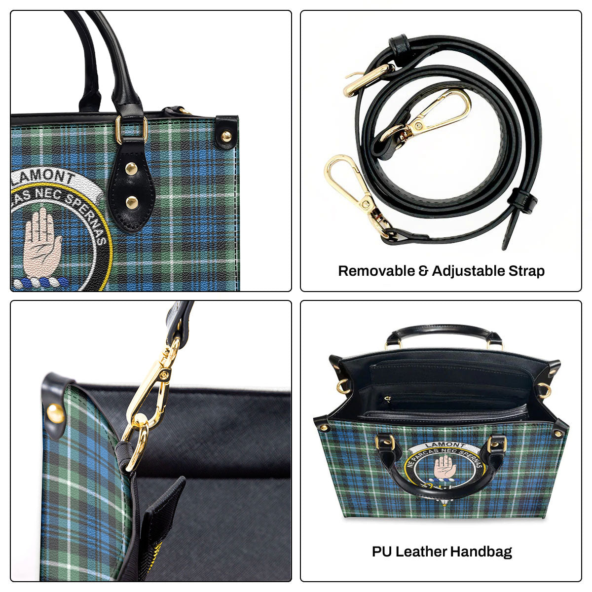 Lamont Ancient Tartan Crest Leather Handbag