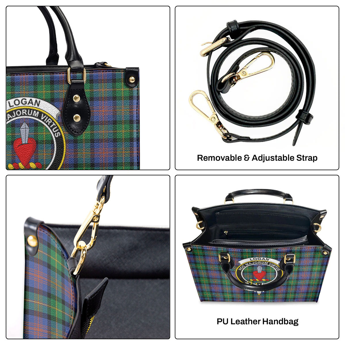 Logan Ancient Tartan Crest Leather Handbag