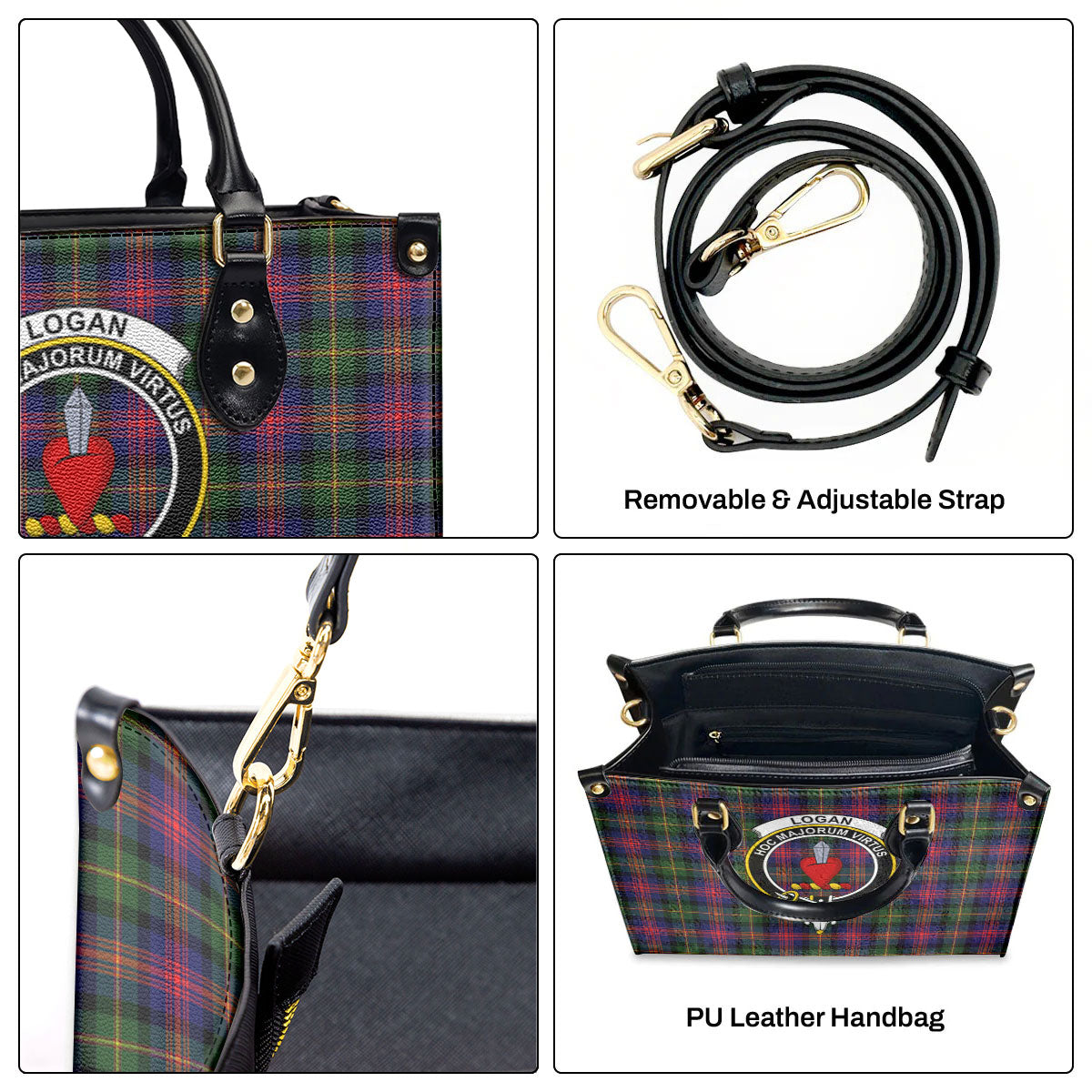 Logan Modern Tartan Crest Leather Handbag