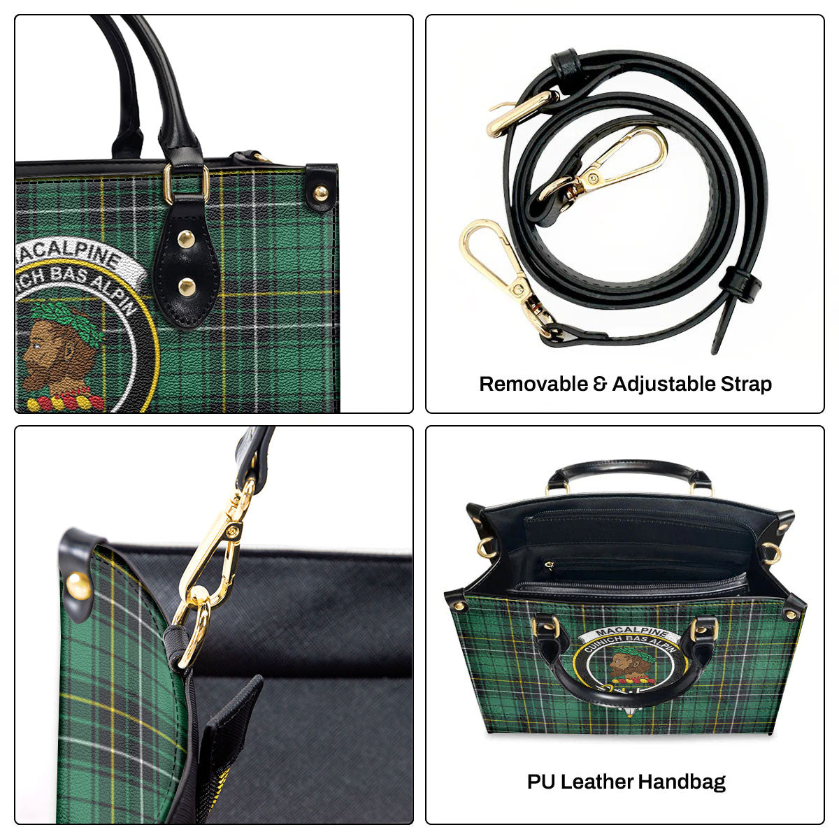 MacAlpine Ancient Tartan Crest Leather Handbag