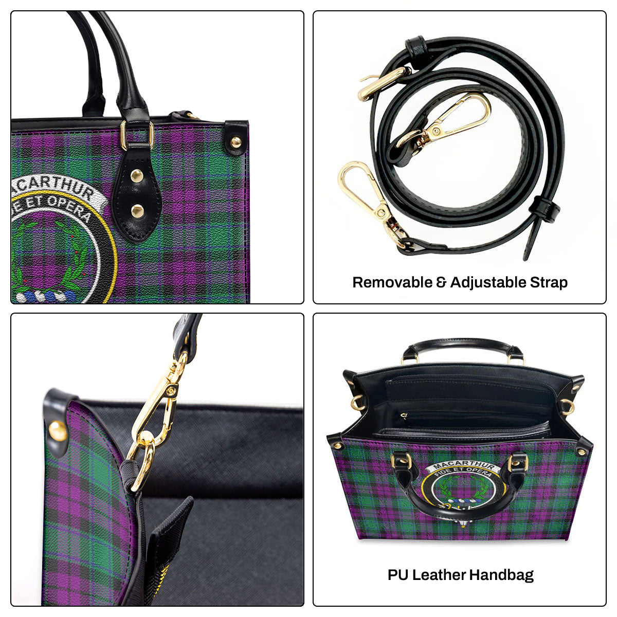 MacArthur – Milton Tartan Crest Leather Handbag