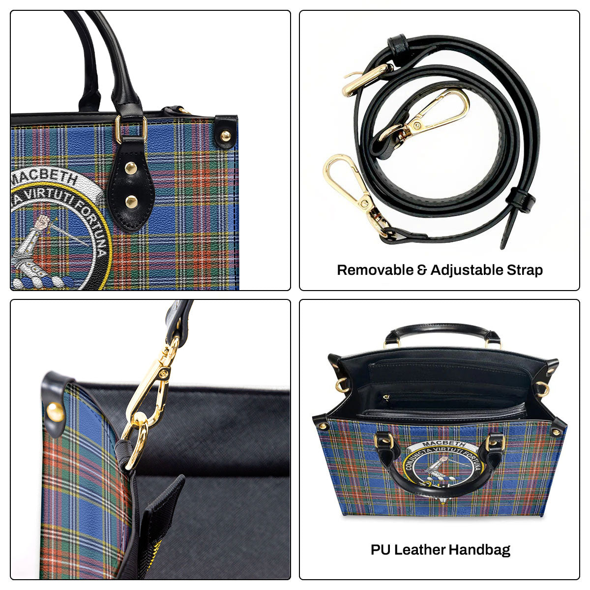 MacBeth Ancient Tartan Crest Leather Handbag