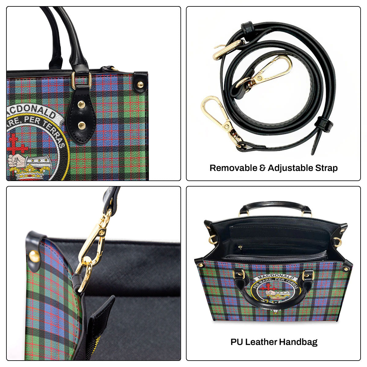 MacDonald Ancient Tartan Crest Leather Handbag