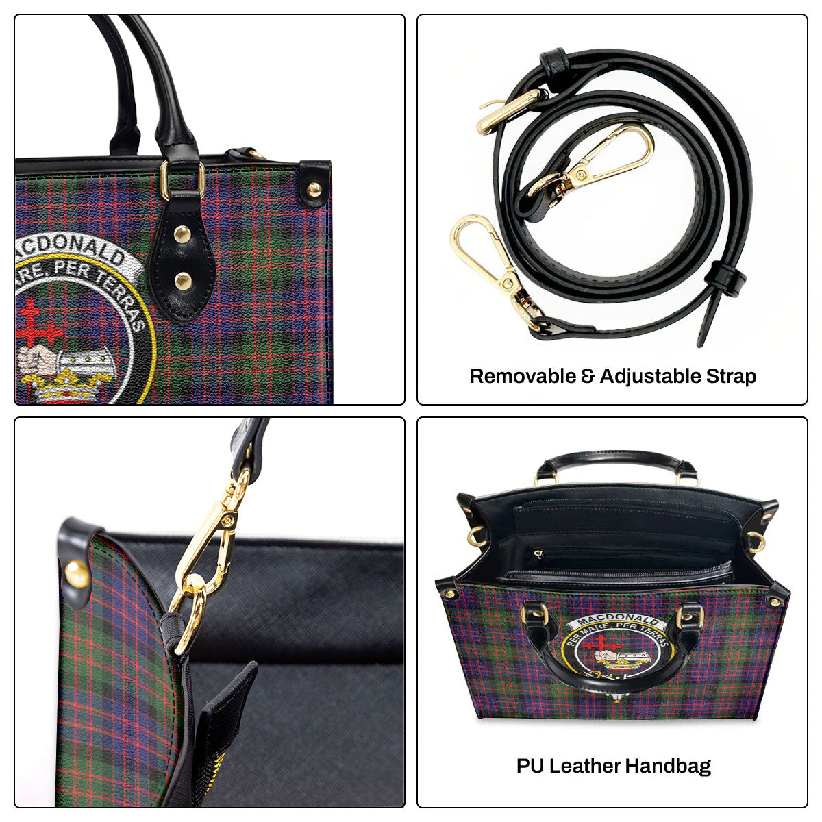 MacDonald Modern Tartan Crest Leather Handbag