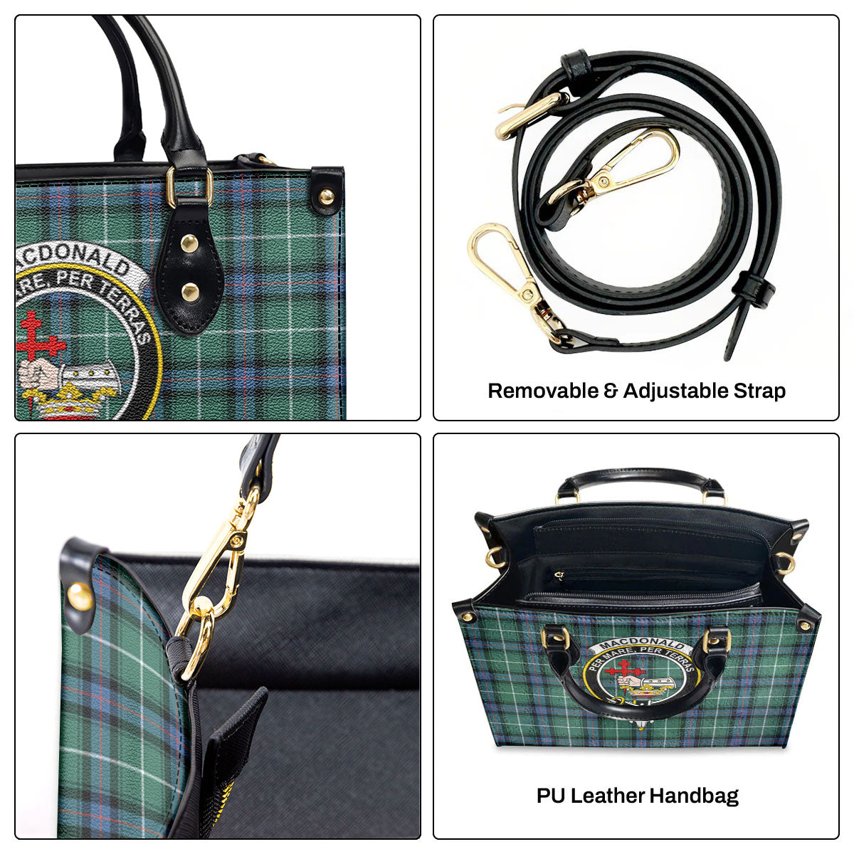 MacDonald of the Isles Hunting Ancient Tartan Crest Leather Handbag