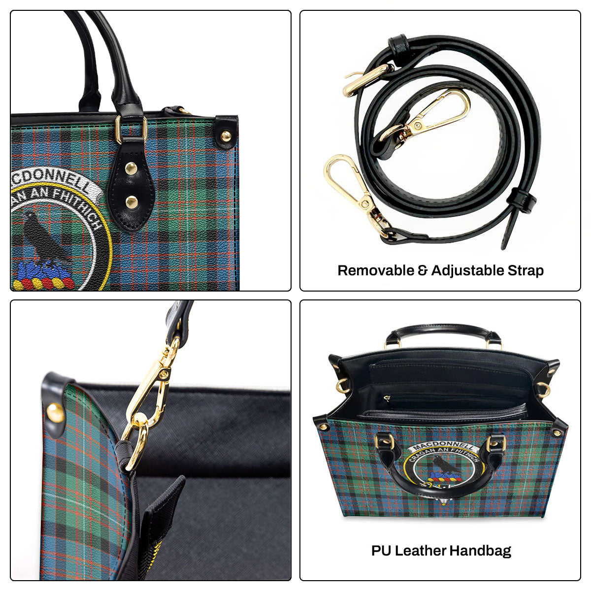 MacDonnell of Glengarry Ancient Tartan Crest Leather Handbag