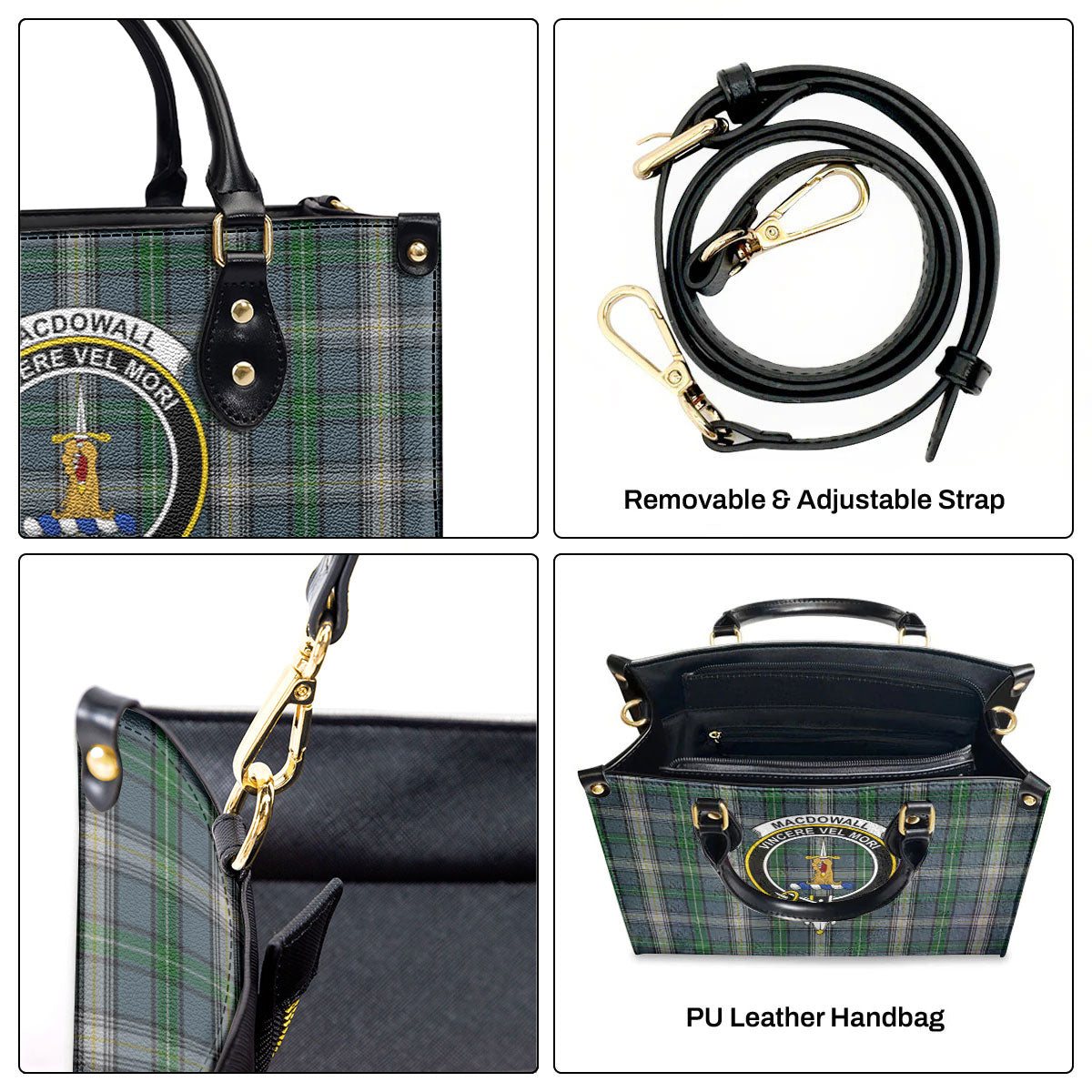 MacDowall Tartan Crest Leather Handbag