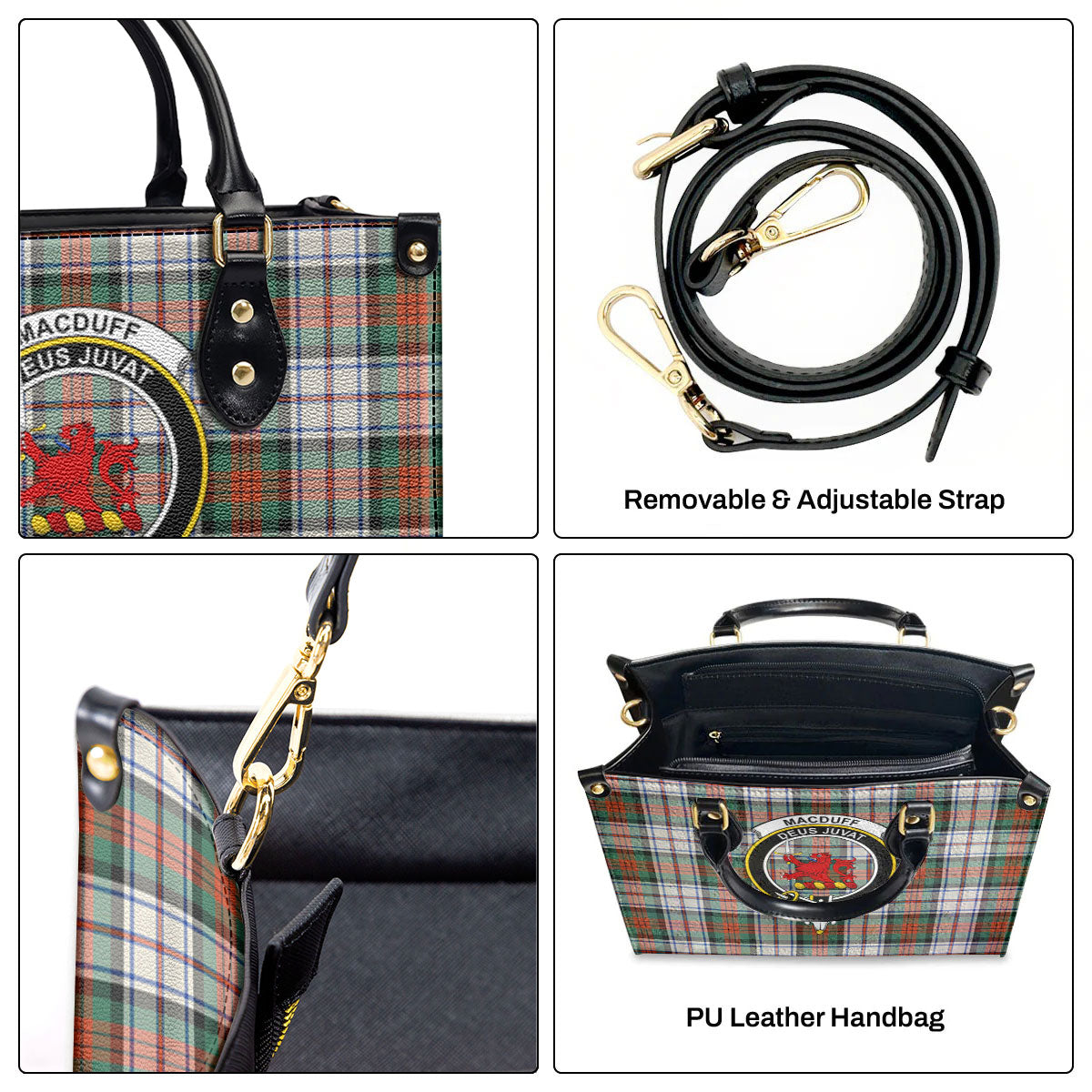 MacDuff Dress Ancient Tartan Crest Leather Handbag