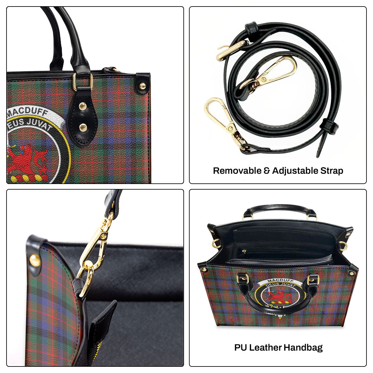 MacDuff Hunting Modern Tartan Crest Leather Handbag