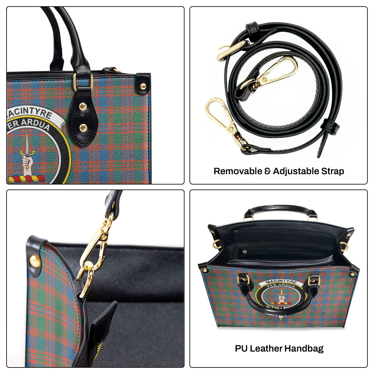 MacIntyre Ancient Tartan Crest Leather Handbag