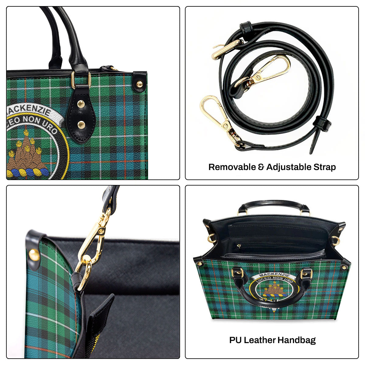 MacKenzie Ancient Tartan Crest Leather Handbag