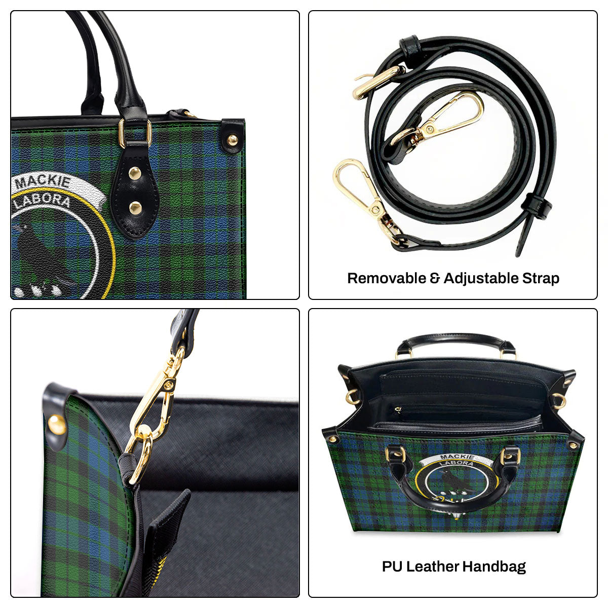 MacKie Tartan Crest Leather Handbag