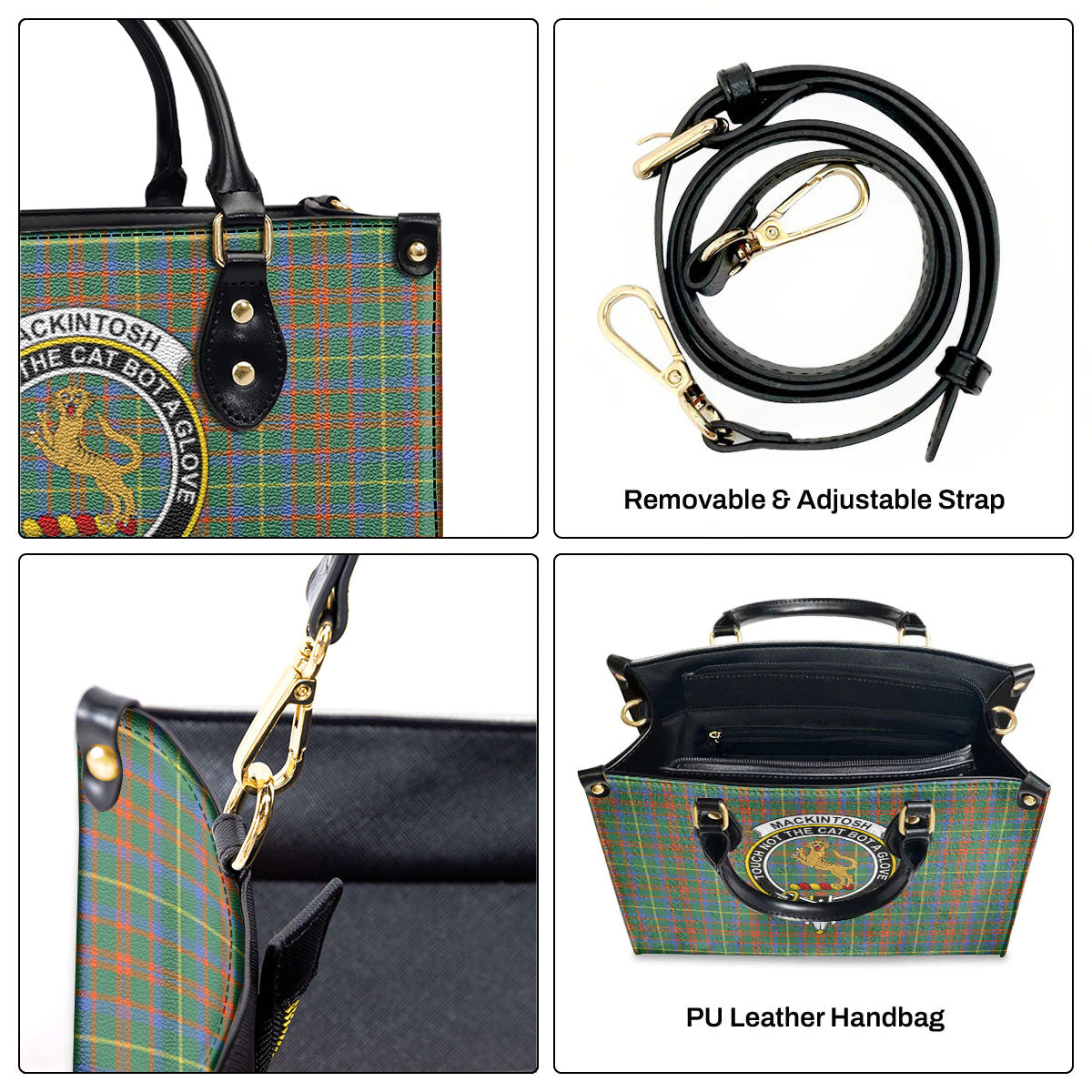 MacKintosh Hunting Ancient Tartan Crest Leather Handbag