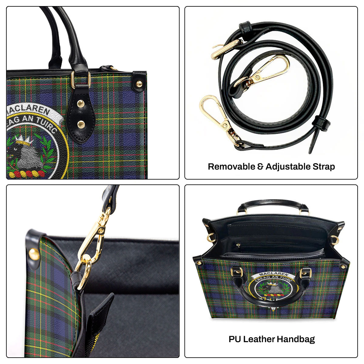 MacLaren Modern Tartan Crest Leather Handbag