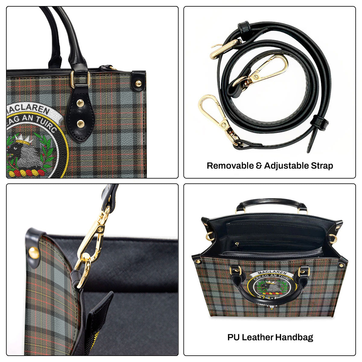 MacLaren Weathered Tartan Crest Leather Handbag