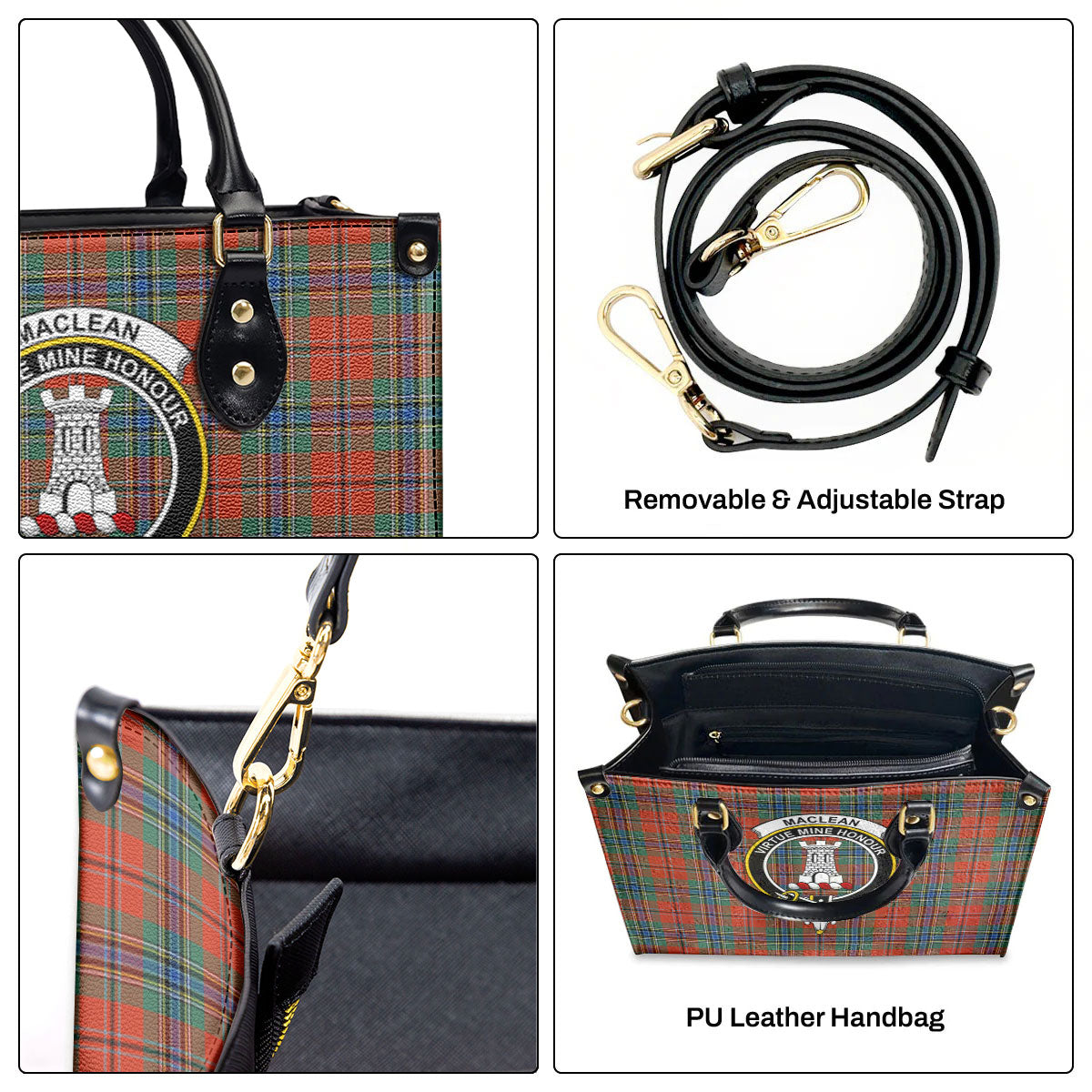 MacLean of Duart Ancient Tartan Crest Leather Handbag