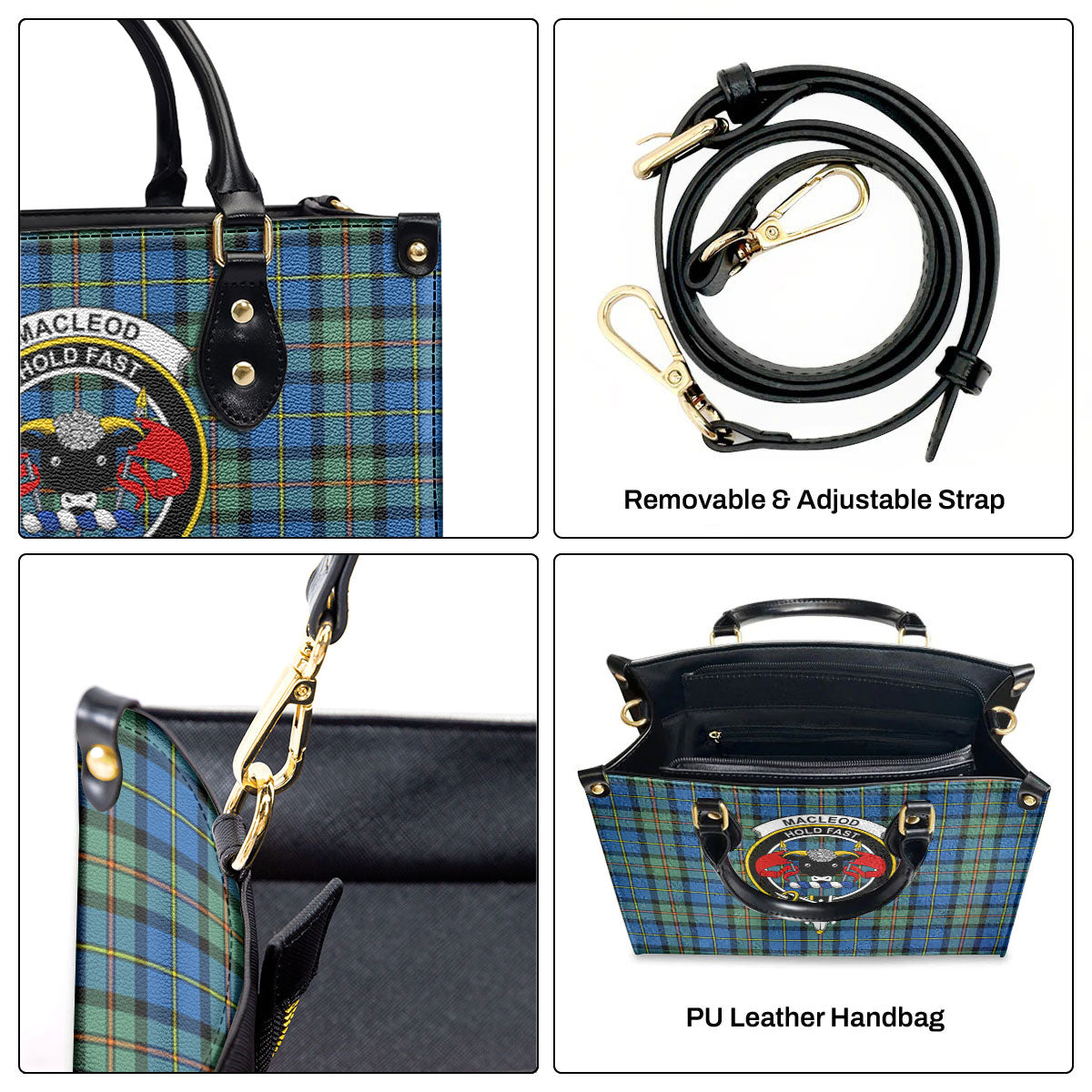 MacLeod of Harris Ancient Tartan Crest Leather Handbag