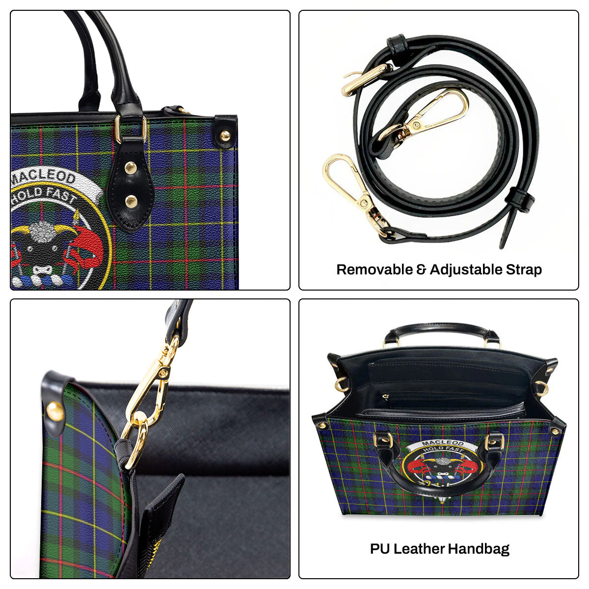 MacLeod of Harris Modern Tartan Crest Leather Handbag