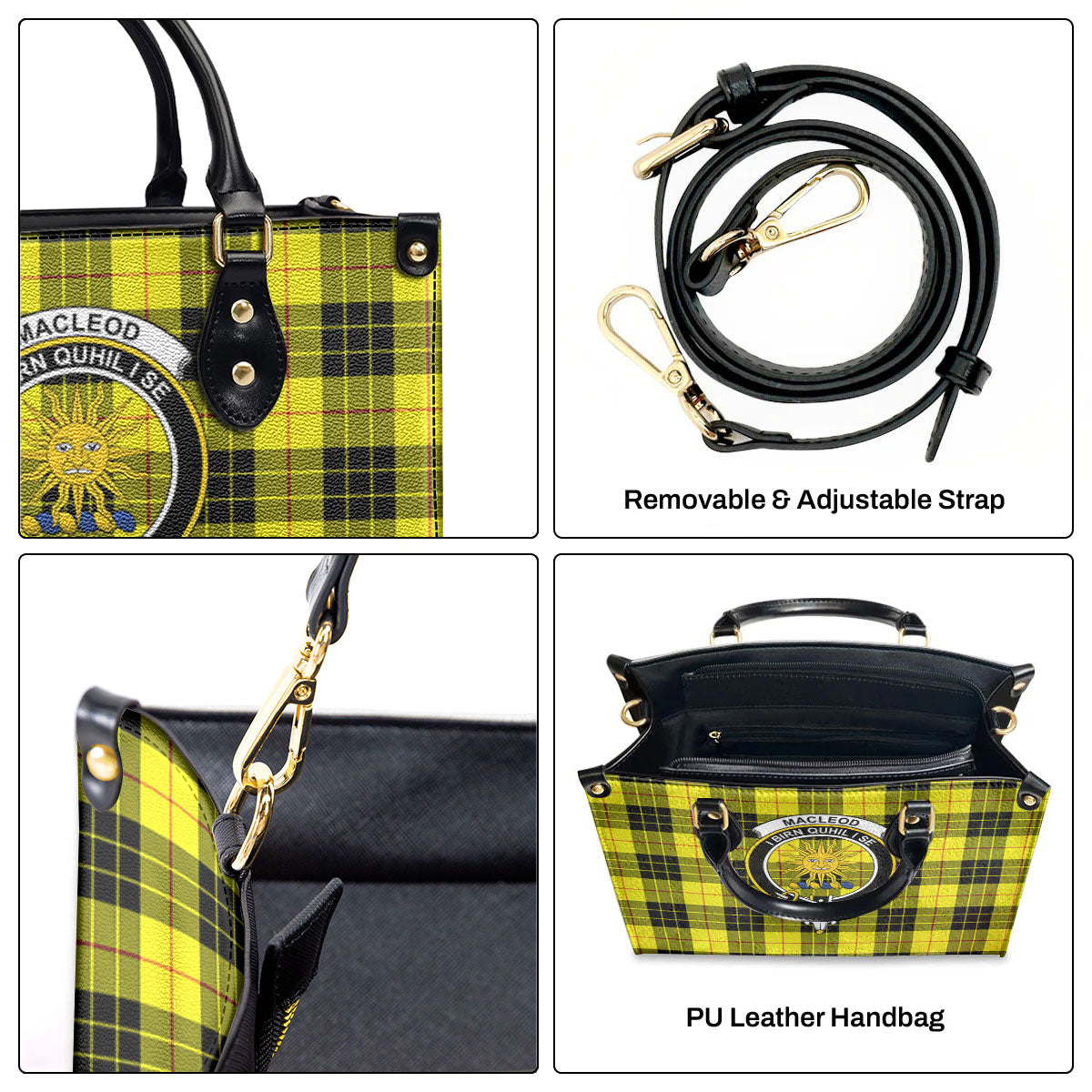 MacLeod of Lewis Modern Tartan Crest Leather Handbag