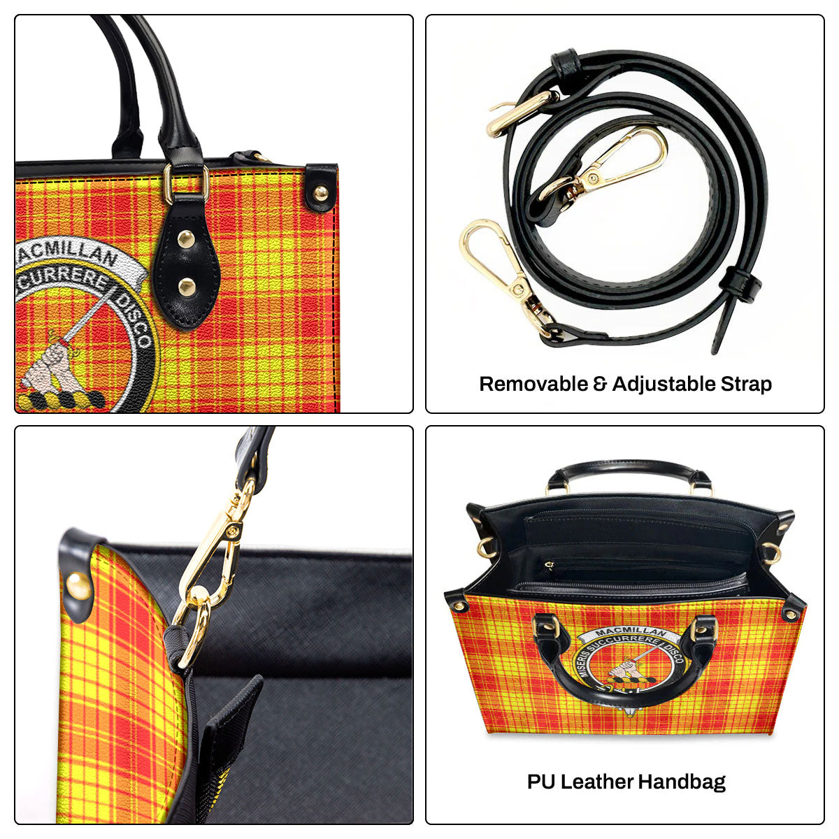 MacMillan Clan Tartan Crest Leather Handbag