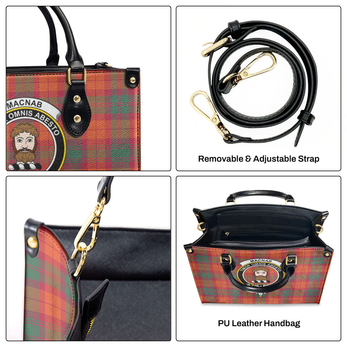 MacNab Ancient Tartan Crest Leather Handbag