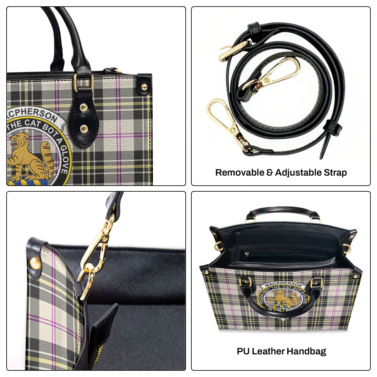 MacPherson Dress Ancient Tartan Crest Leather Handbag