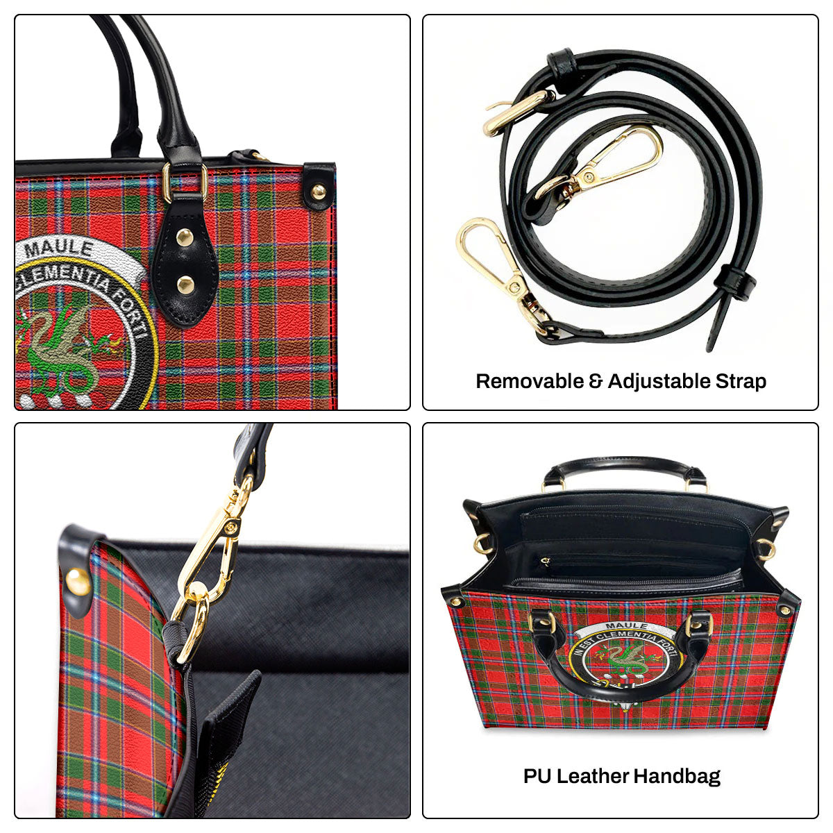 Maule Tartan Crest Leather Handbag