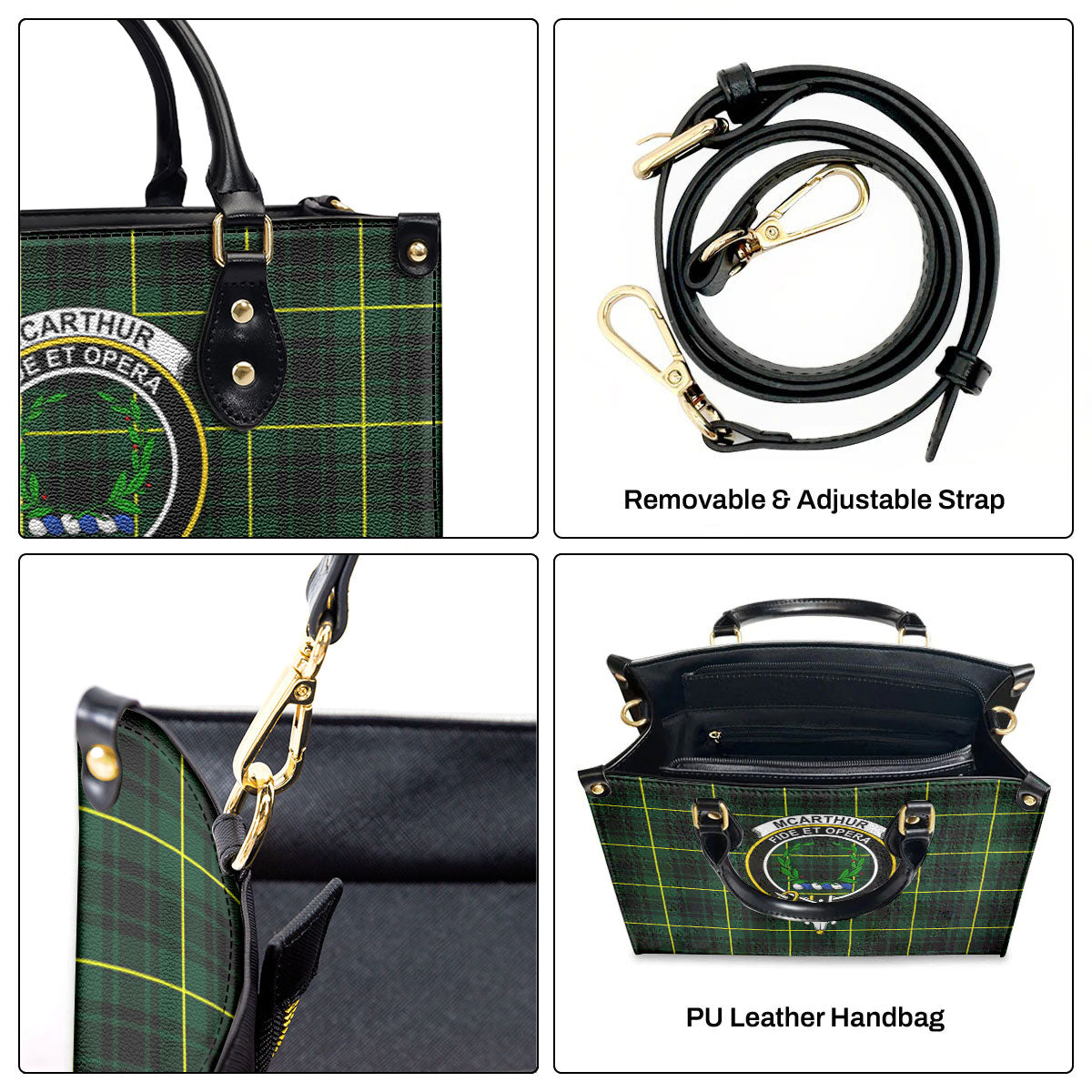 McArthur Modern Tartan Crest Leather Handbag