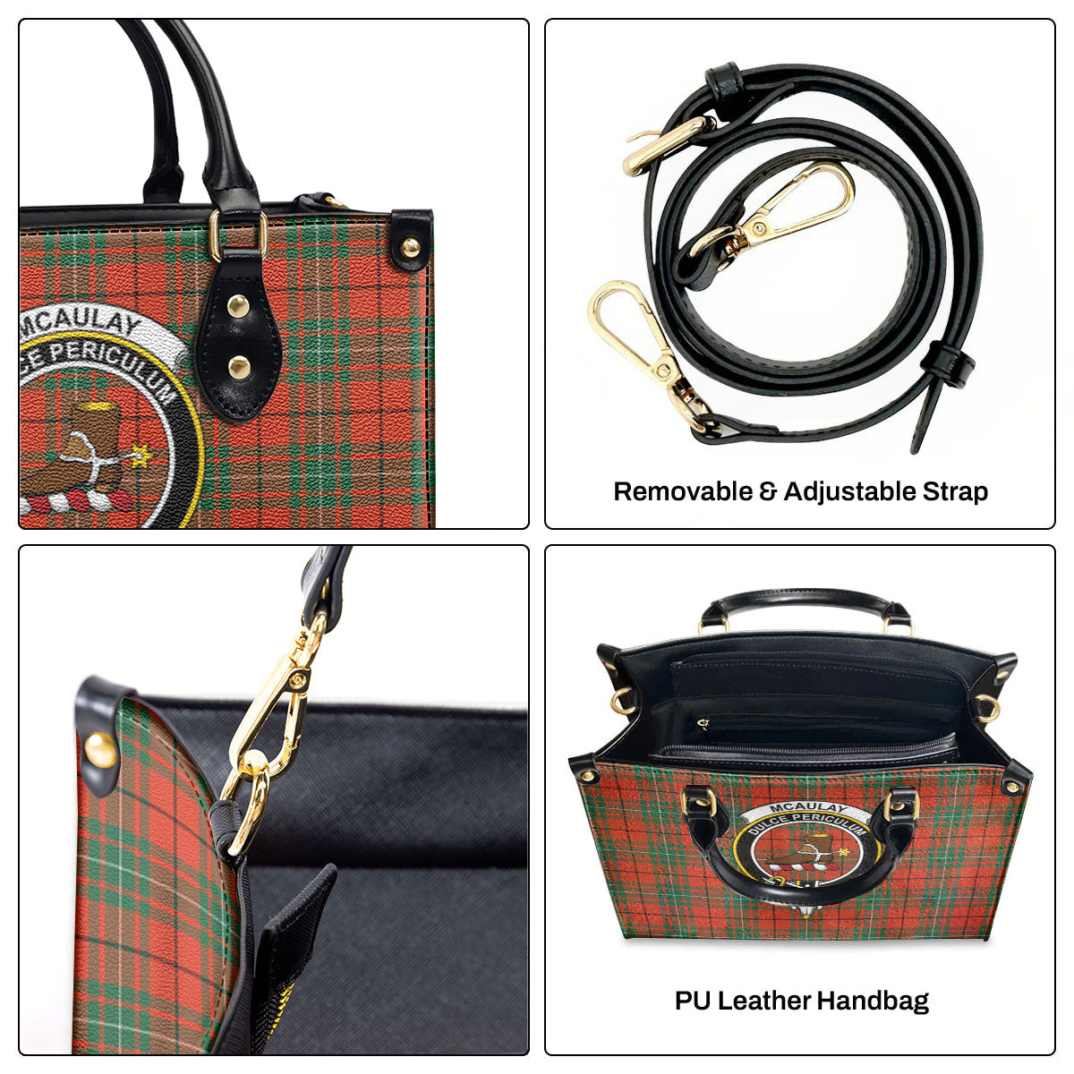 McAulay Ancient Tartan Crest Leather Handbag