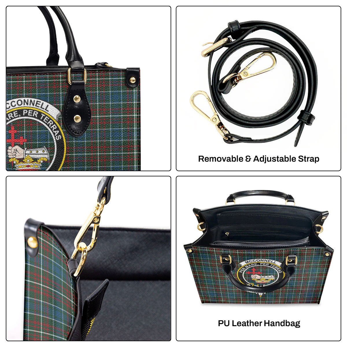 McConnell Tartan Crest Leather Handbag