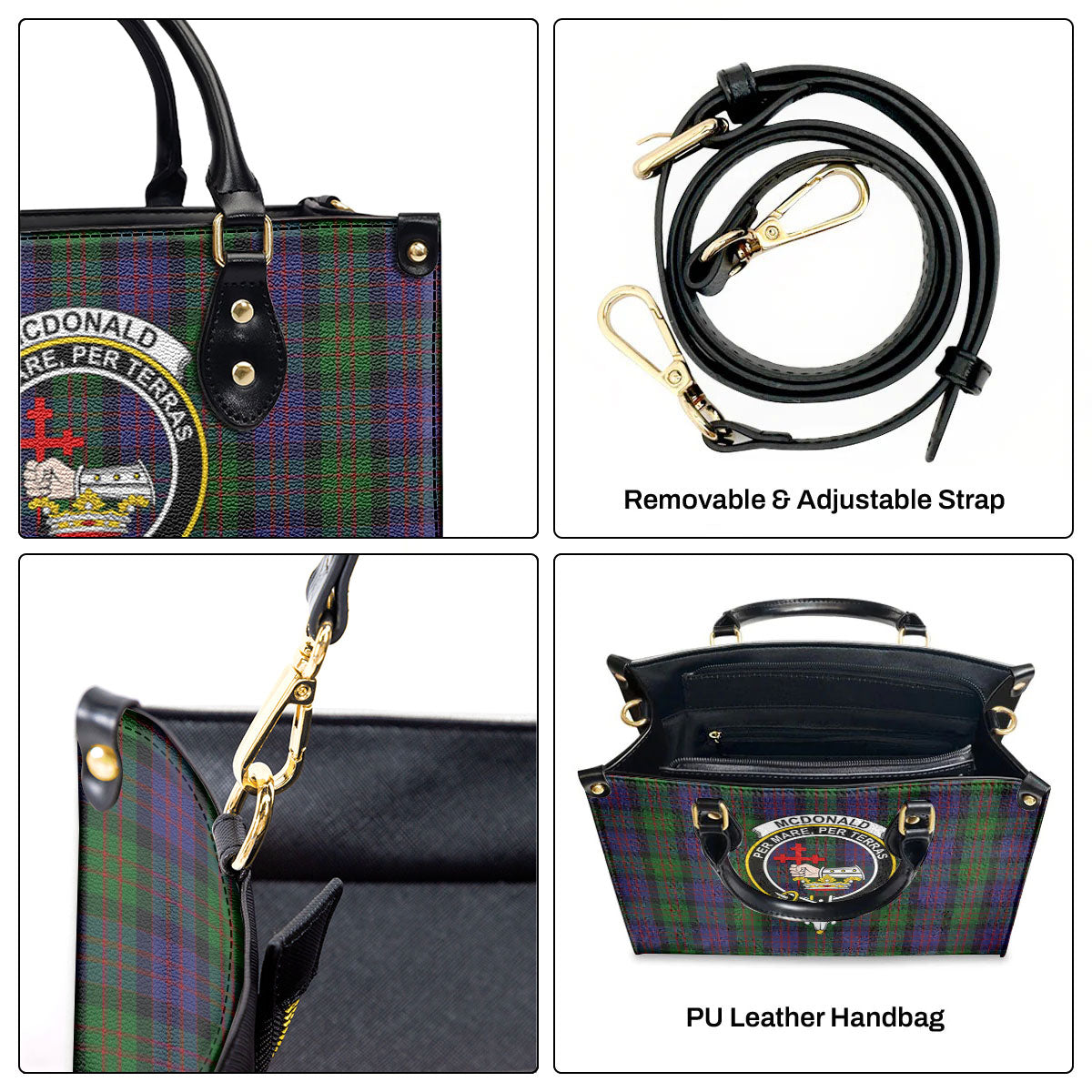 McDonald Tartan Crest Leather Handbag