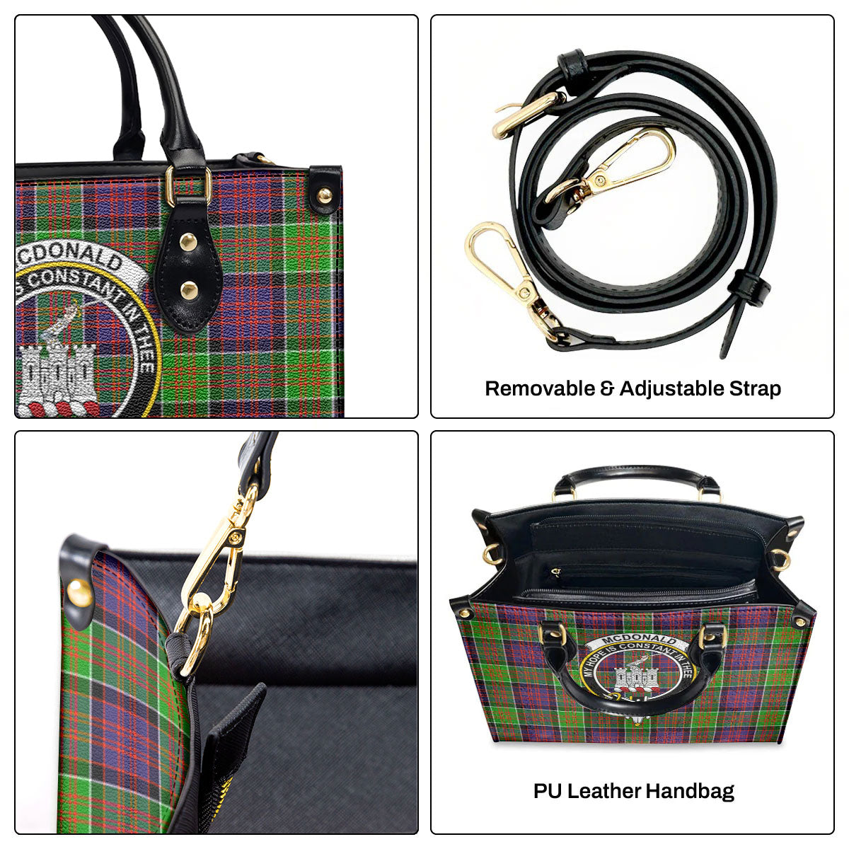 McDonald (Clan Ranald) Tartan Crest Leather Handbag