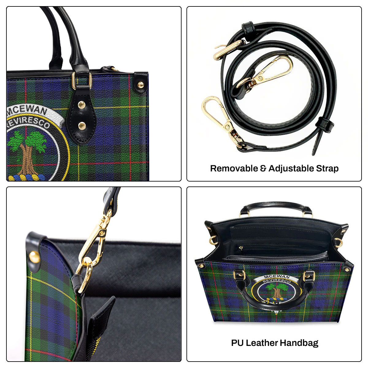 McEwan Modern Tartan Crest Leather Handbag