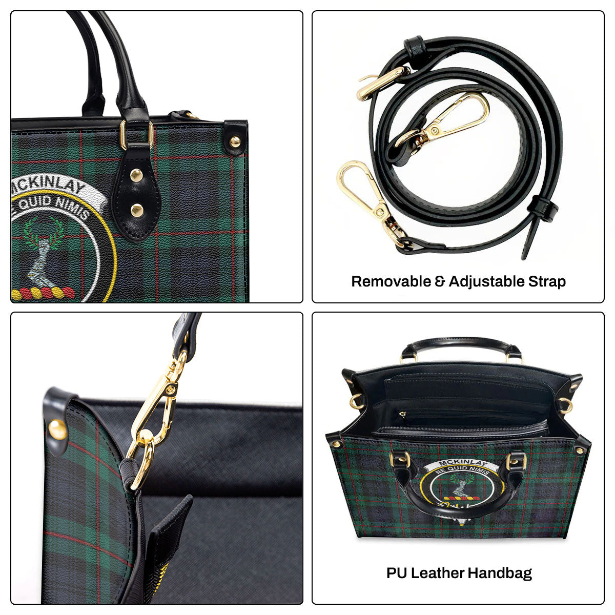 McKinlay Modern Tartan Crest Leather Handbag