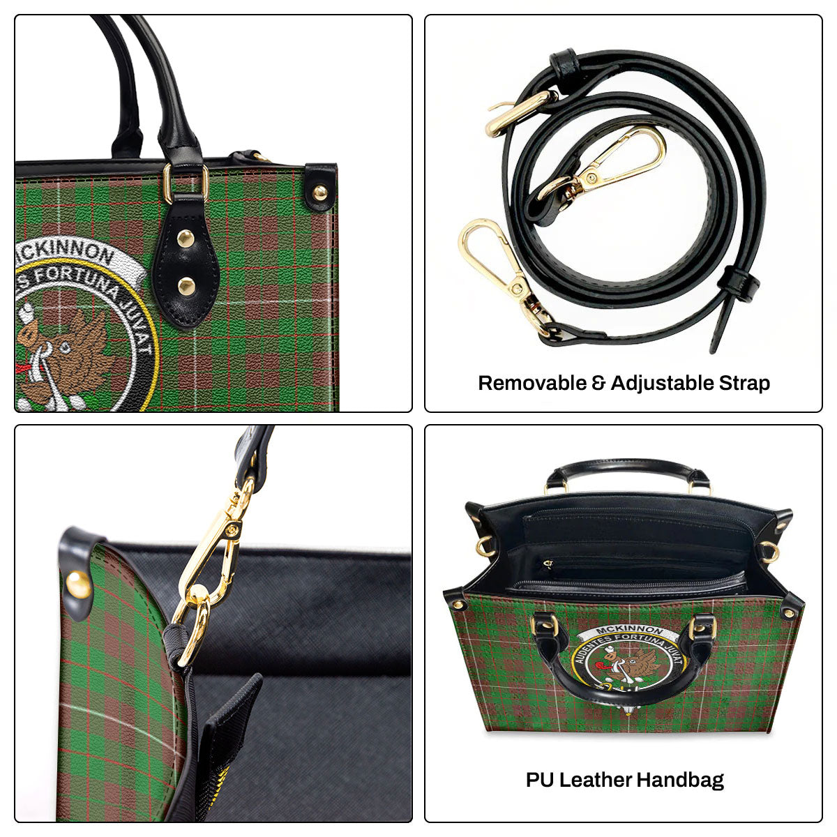 McKinnon Hunting Modern Tartan Crest Leather Handbag