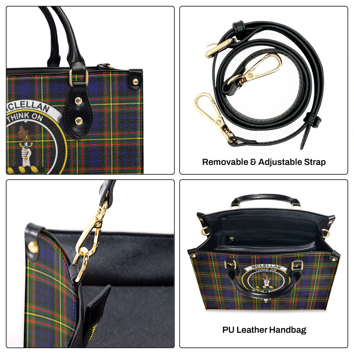 McLellan Modern Tartan Crest Leather Handbag