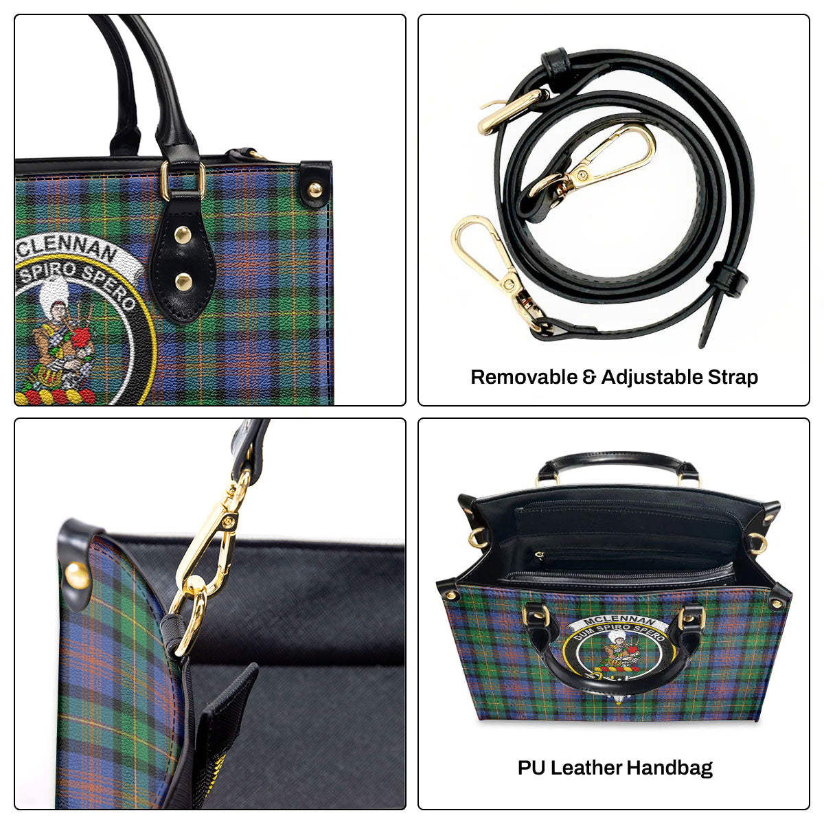 McLennan Ancient Tartan Crest Leather Handbag