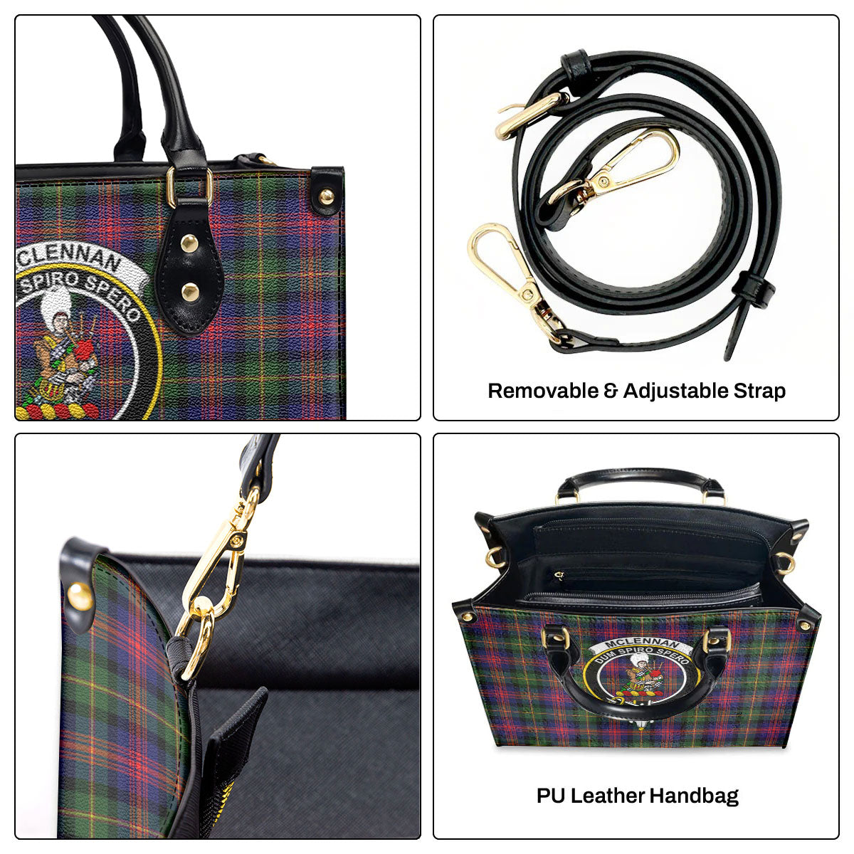 McLennan Modern Tartan Crest Leather Handbag