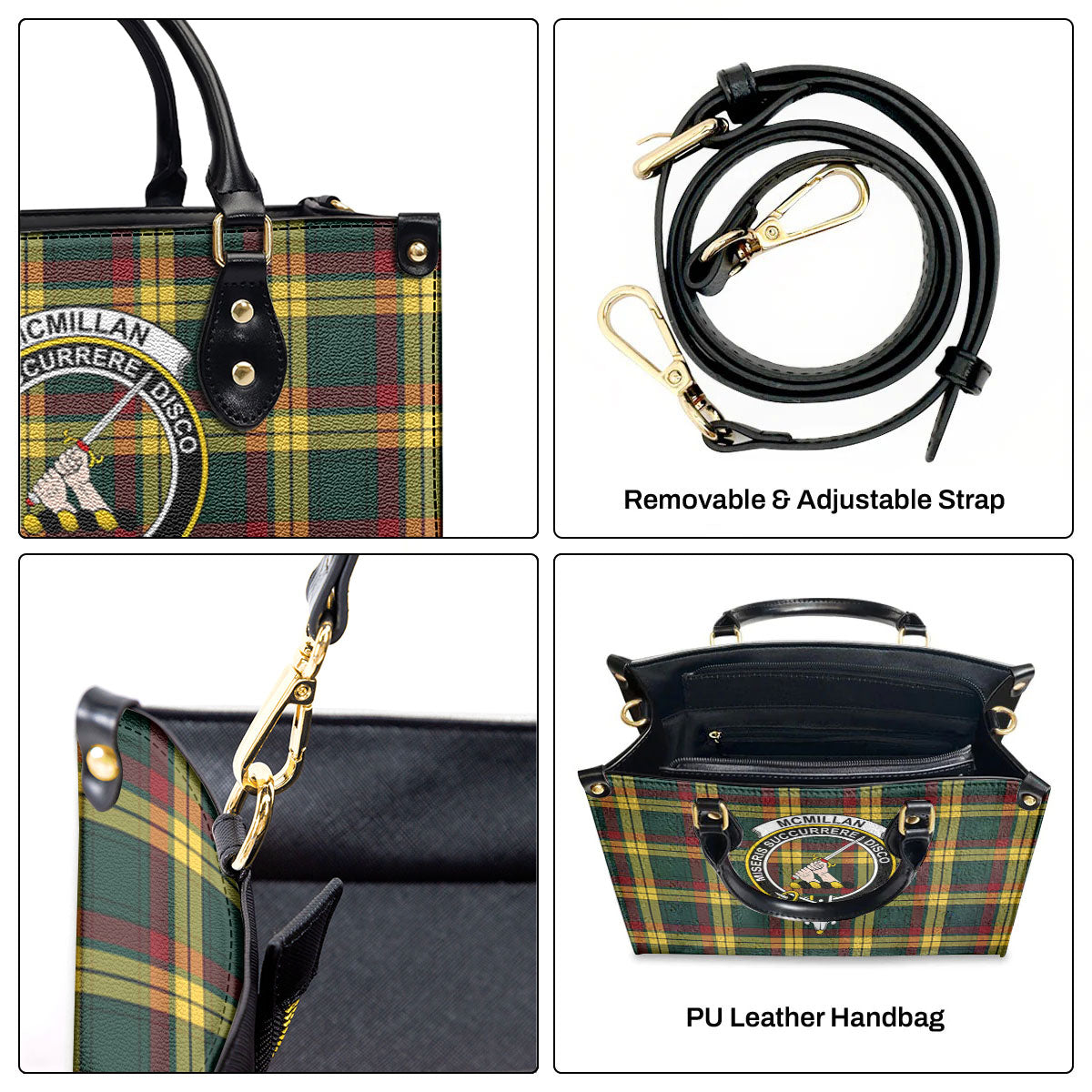 McMillan Old Modern Tartan Crest Leather Handbag